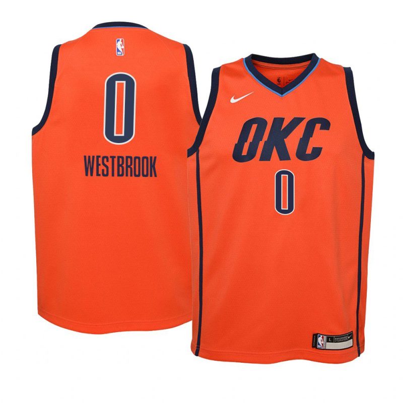 2018 19 orange russell westbrook earned youth jersey