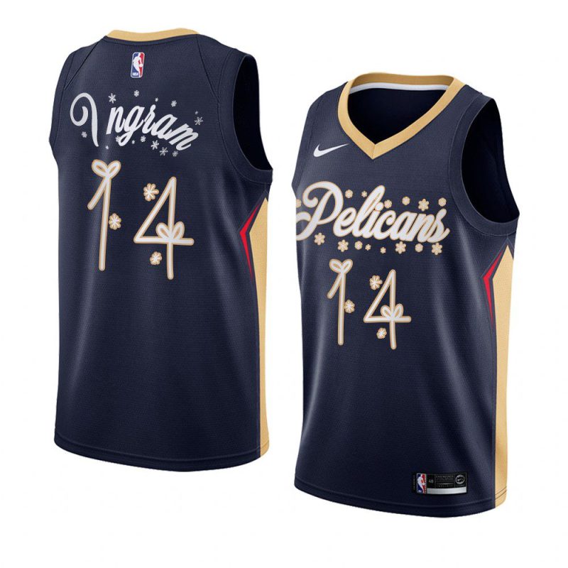 2020 christmas night brandon ingram new orleans pelicans navy jersey