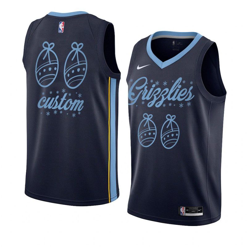 2020 christmas night custom memphis grizzlies navy jersey