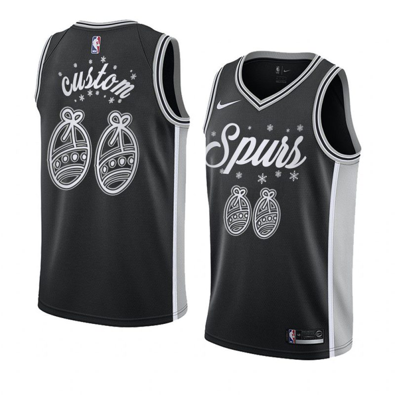 2020 christmas night custom san antonio spurs black jersey