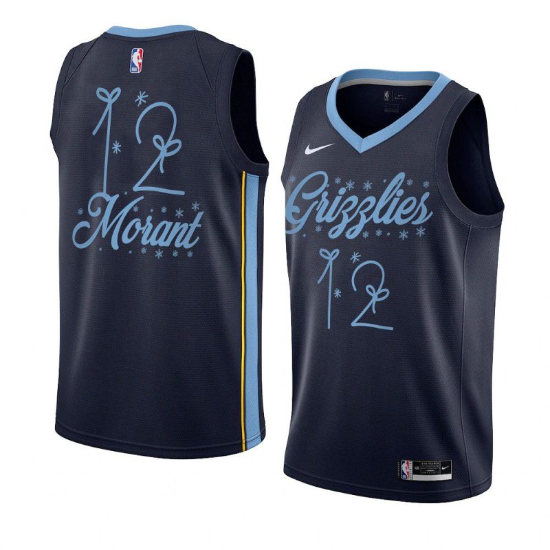 2020 christmas night ja morant memphis grizzlies navy jersey