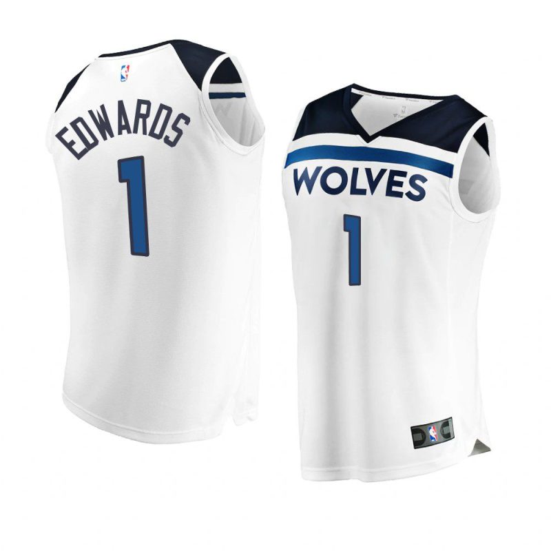 2022 23timberwolves anthony edwards white replica association jersey