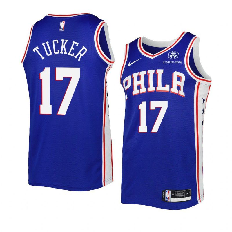 76ers p.j. tucker royal 2022 23icon edition swingman jersey