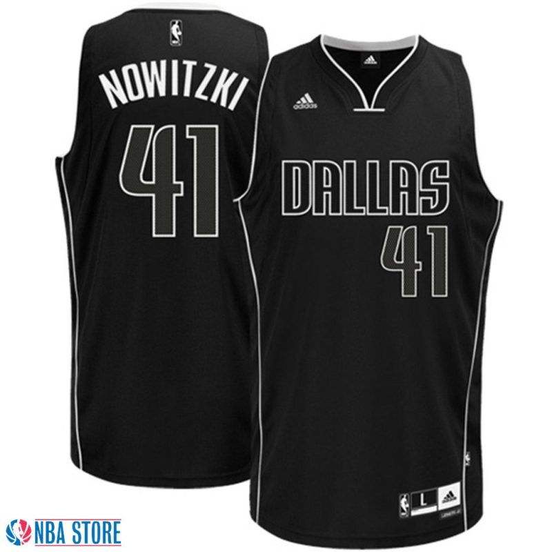 Dirk Nowitzki Dallas Mavericks Black & White Swingman Jersey