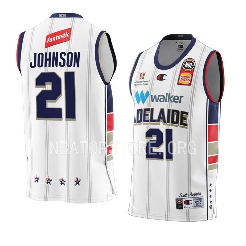 adelaide 36ers daniel johnson white 2022 23away nbl jersey