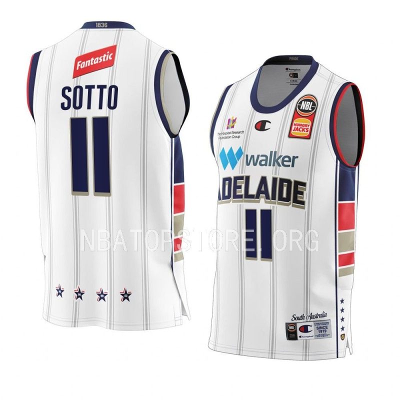 adelaide 36ers kai sotto white 2022 23away nbl jersey