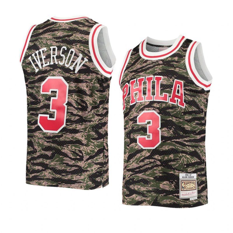 allen iverson hardwood classics tiger swingman jersey mitchell & ness camo