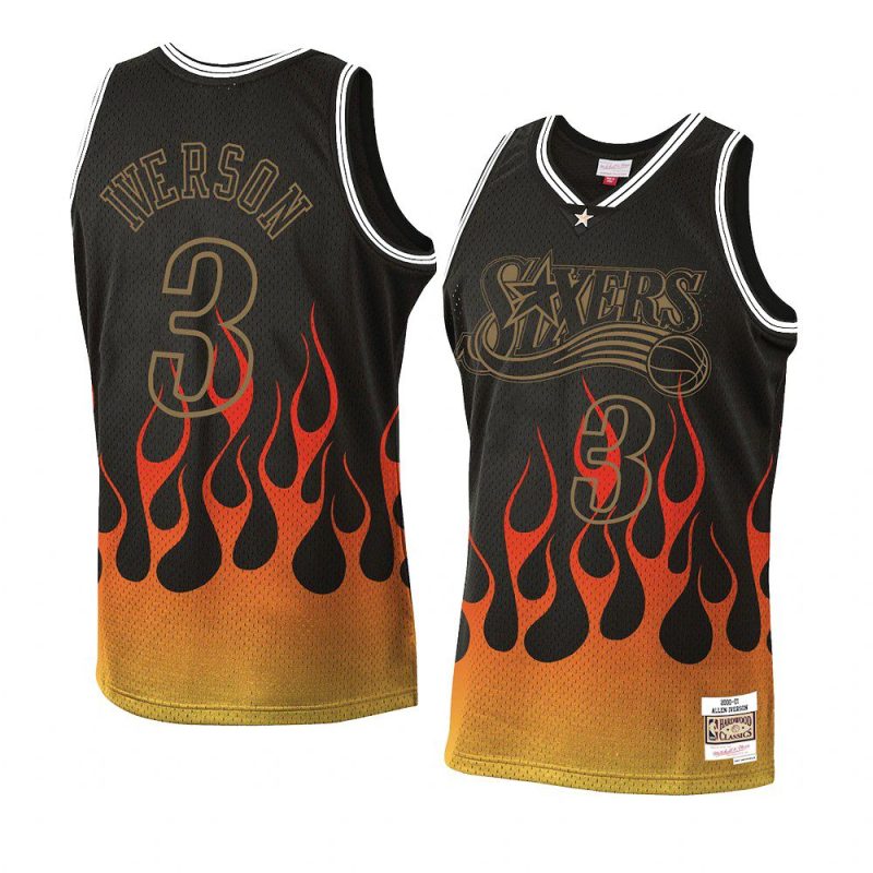 allen iverson jersey flames black