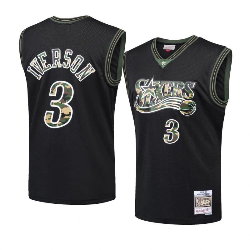 allen iverson straight fire camo swingman jersey mitchell & ness black