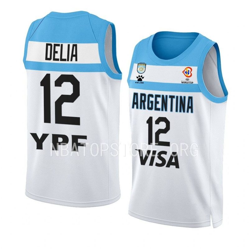 argentina basketball 2023 fiba world cup marcos delia white home jersey