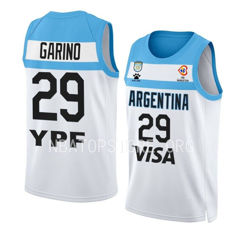 argentina basketball 2023 fiba world cup patricio garino white home jersey