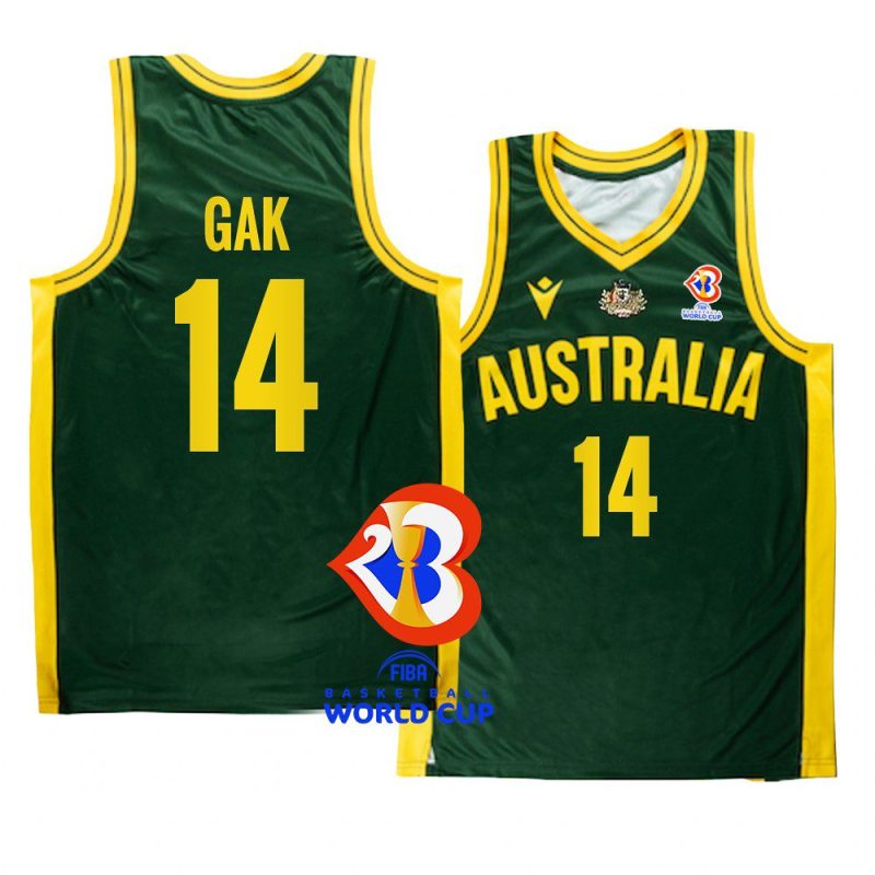 australia team 2023 fiba basketball world cup akoldah gak green boomers jersey