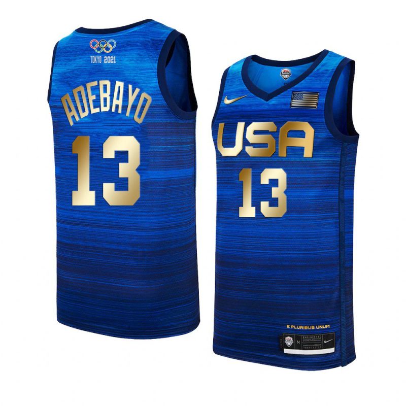 bam adebayo 4 consecutive gold medal jersey tokyo olympics champions blue 2021