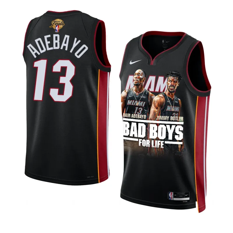 bam adebayo heat bad boys 2023 finals blackjersey print graphics