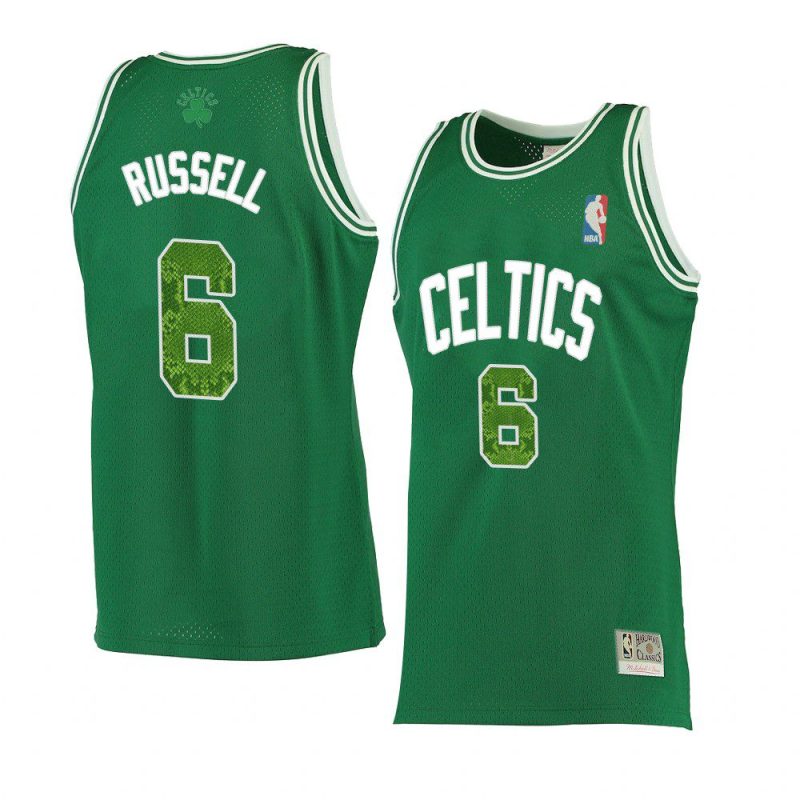 bill russell hardwood classics jersey snakeskin green