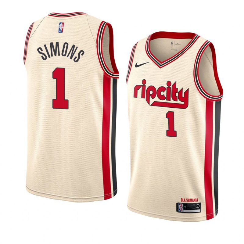 blazers anfernee simons city jersey men's cream 2019 20