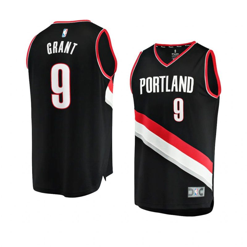 blazers jerami grant black fast break replica icon edition jersey