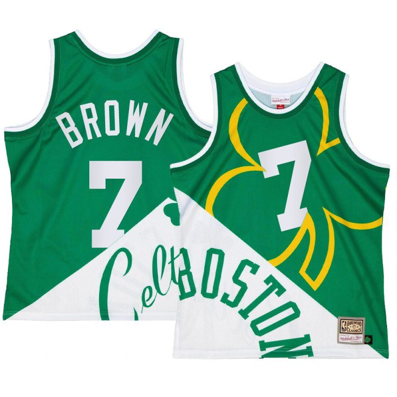 boston celtics jaylen brown white green big face 5.0 mentank top