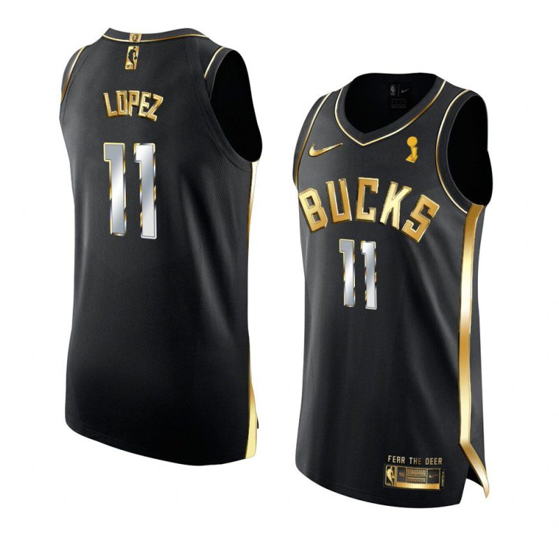 brook lopez authentic golden edition jersey 2021 nba finals champions black