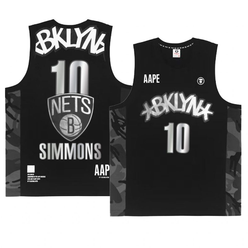 brooklyn nets ben simmons black aape x nba style ape face mentank top