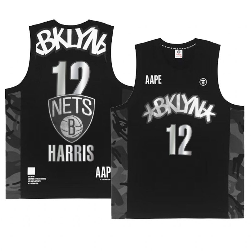 brooklyn nets joe harris black aape x nba style ape face mentank top