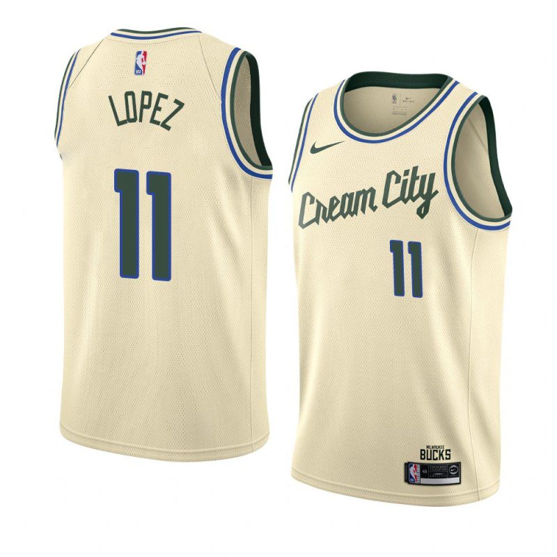 bucks brook lopez city jersey men's cream 2019 20