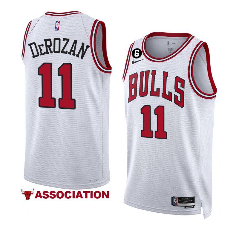 bulls demar derozan white 2022 23association edition no.6 patch jersey