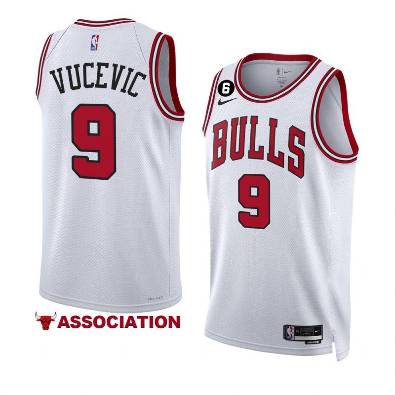 bulls nikola vucevic white 2022 23association edition no.6 patch jersey