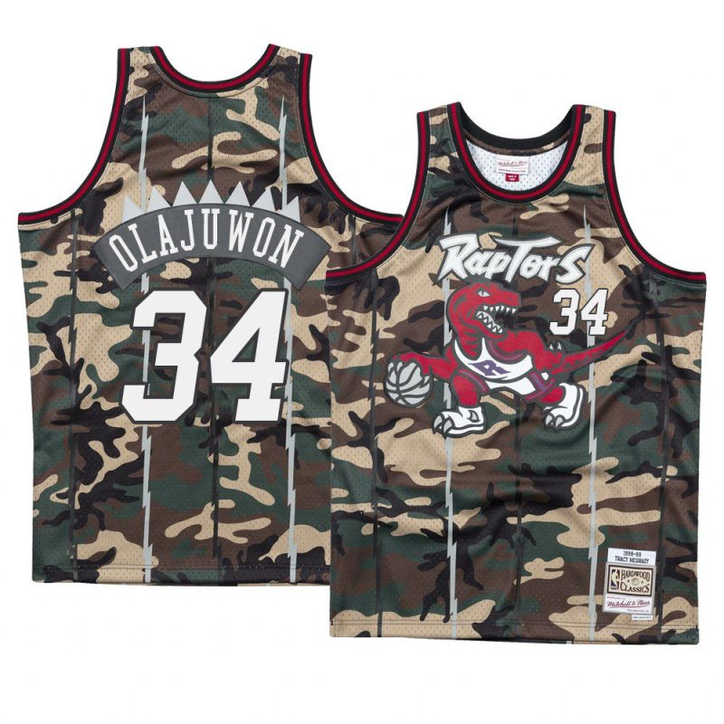 camo raptors hakeem olajuwon woodland camo men's jersey