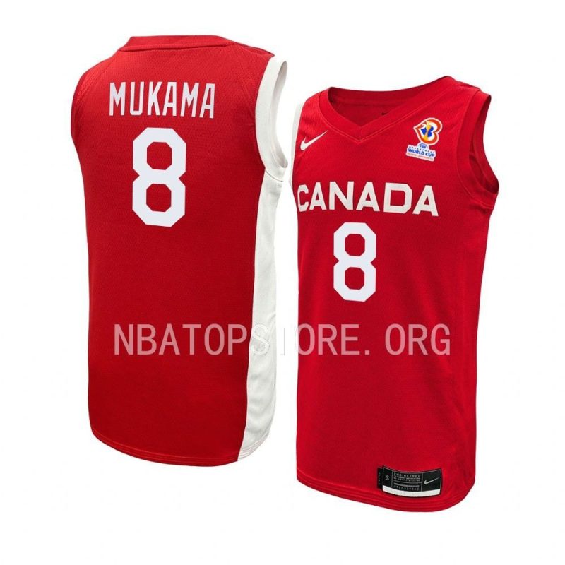 canada basketball fiba world cup 2023 jean victor mukama red jersey