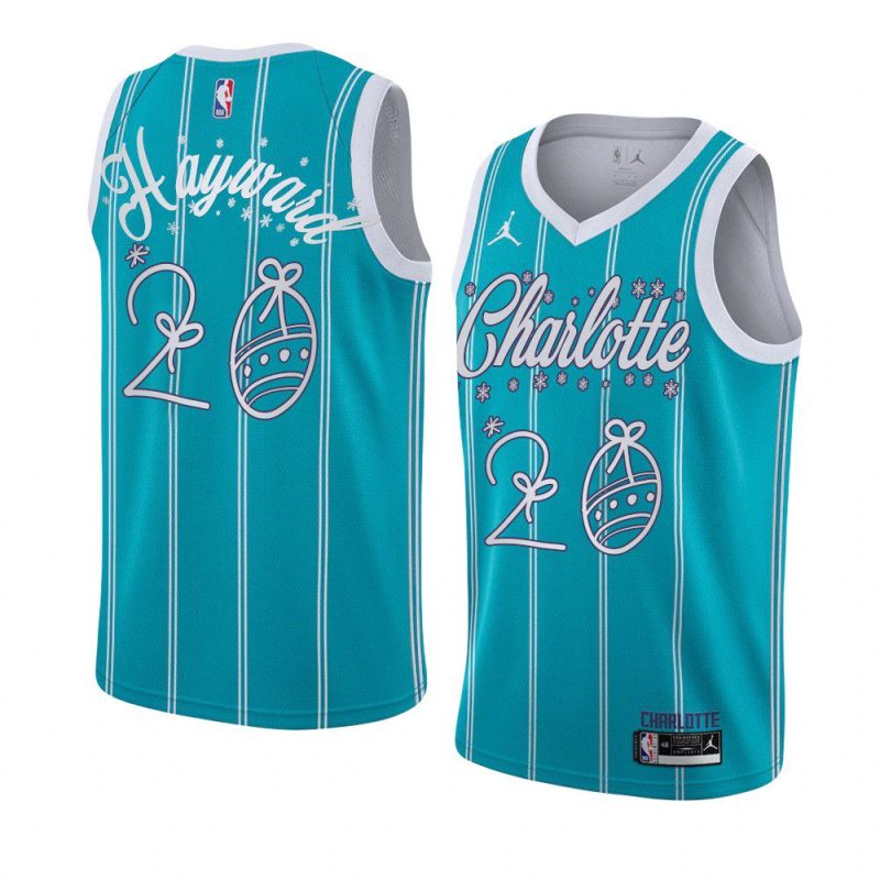 charlotte hornets gordon hayward mint green santa clause jersey