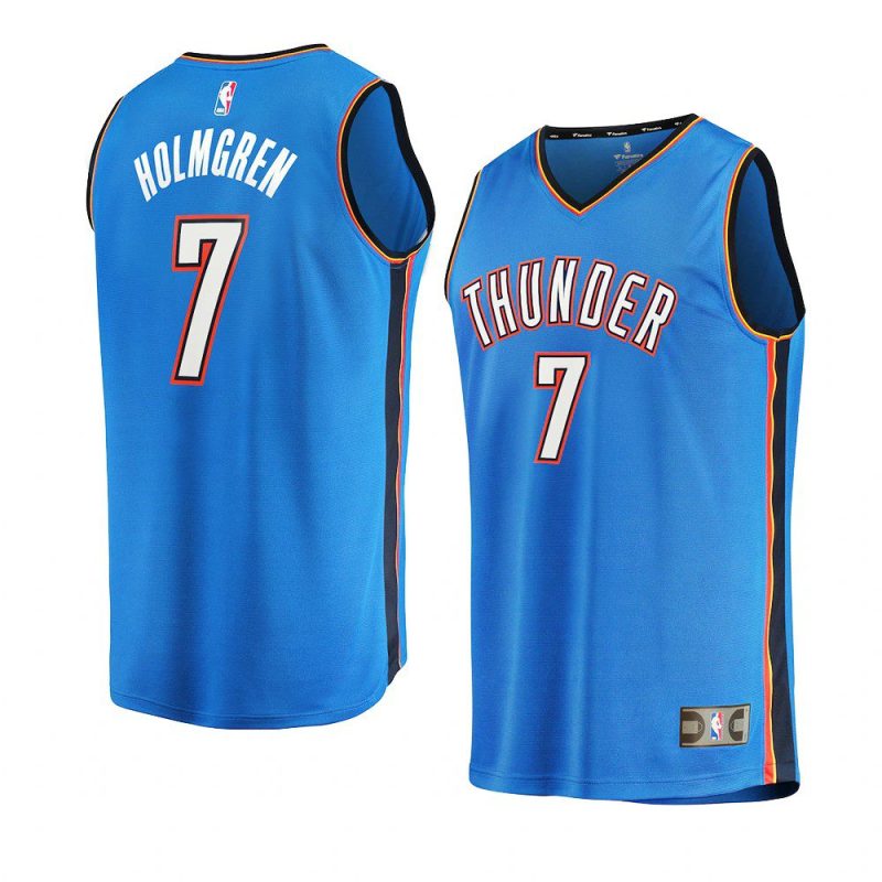 chet holmgren thunder fast break replica blue 2022 nba draft jersey