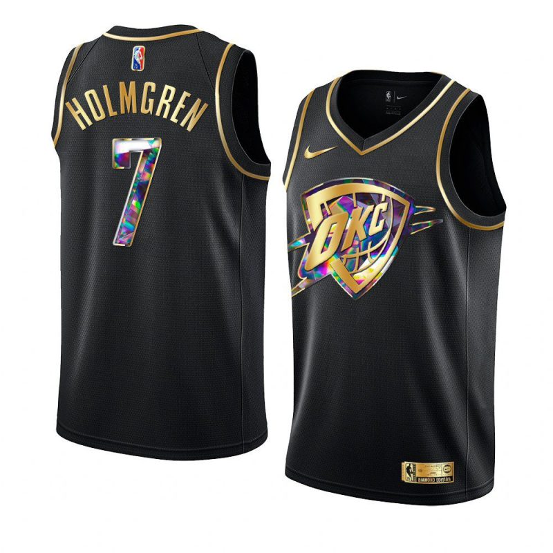 chet holmgren thunder golden diamond blue 2022 nba draft jersey