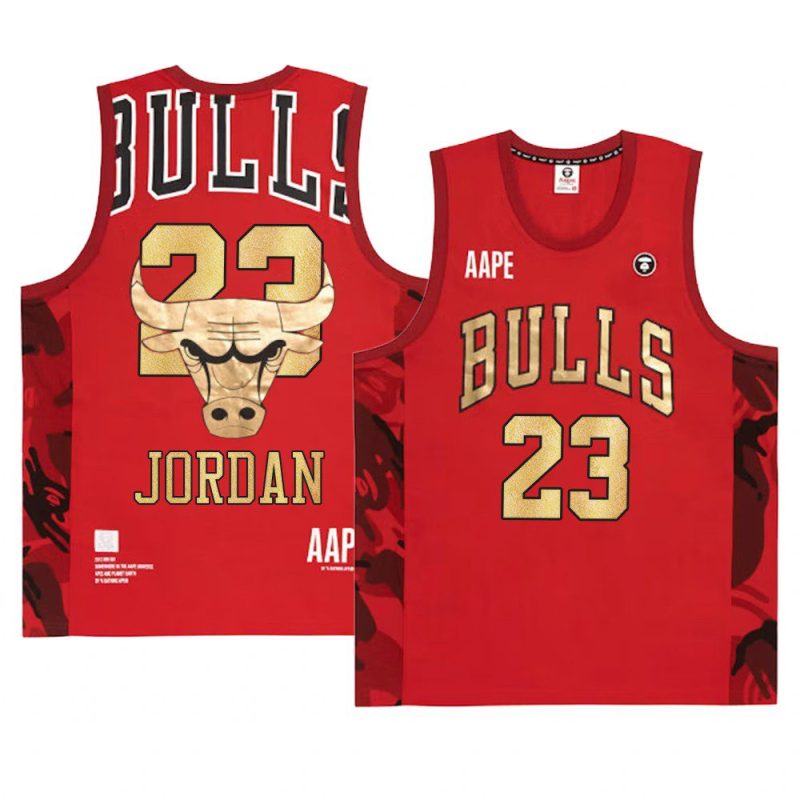 chicago bulls michael jordan red aape x nba style ape face mentank top