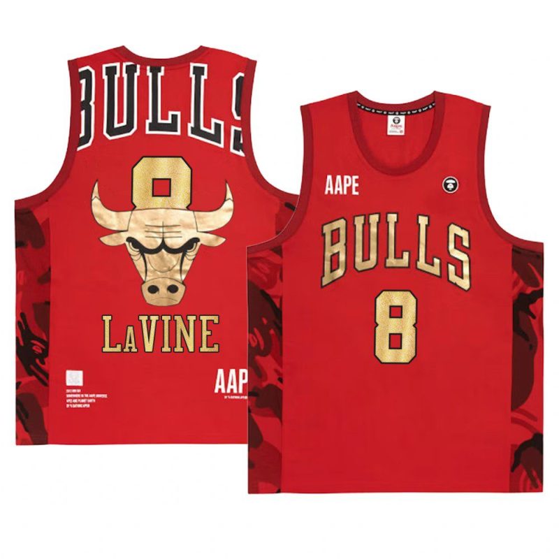 chicago bulls zach lavine red aape x nba style ape face mentank top