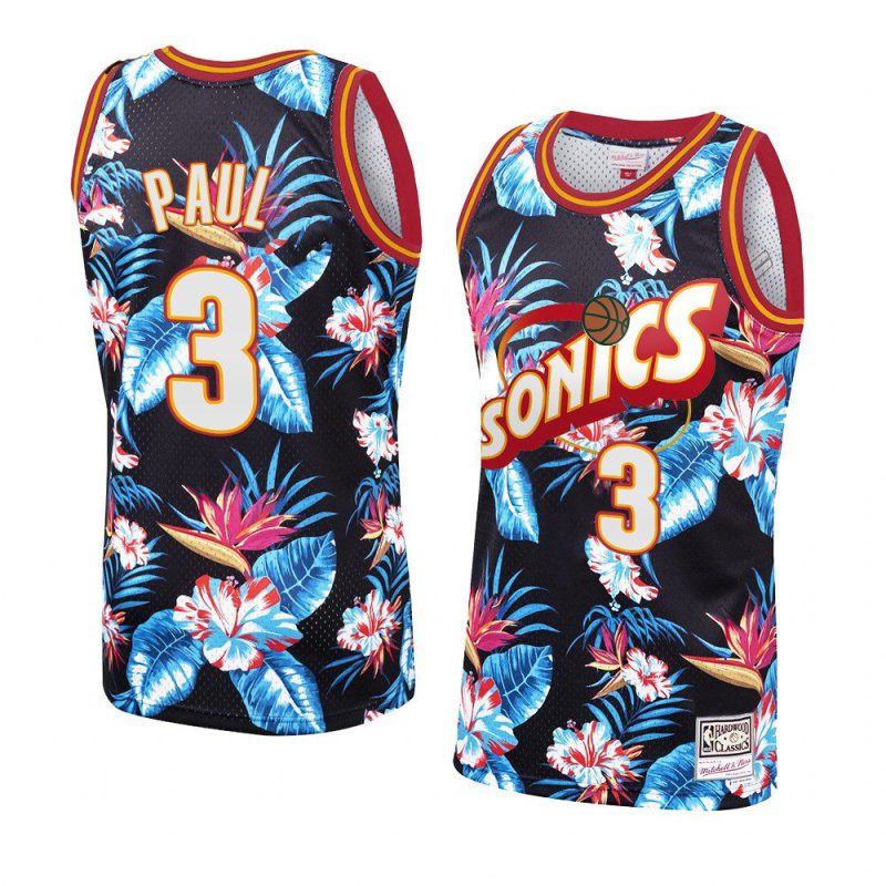 chris paul black floral fashion jersey