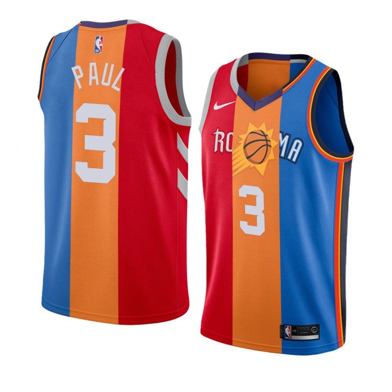 chris paul jersey split special edition red orange blue men's