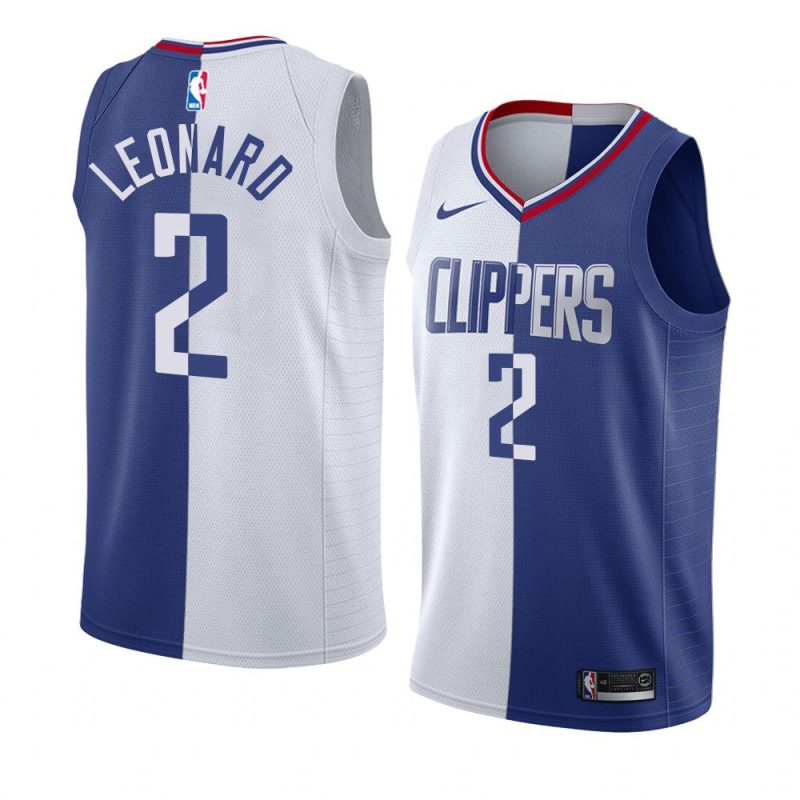 clippers kawhi leonard split jersey men's white royal