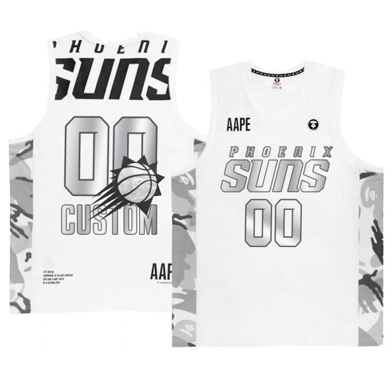 custom basketball tank top aape x nba style ape face white