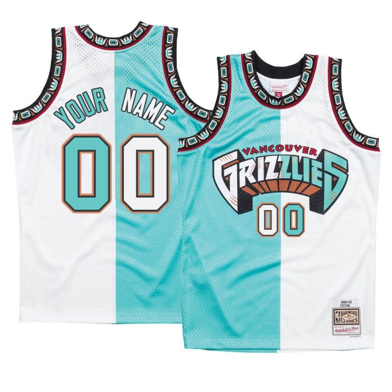 custom jersey split white teal hardwood classics men's