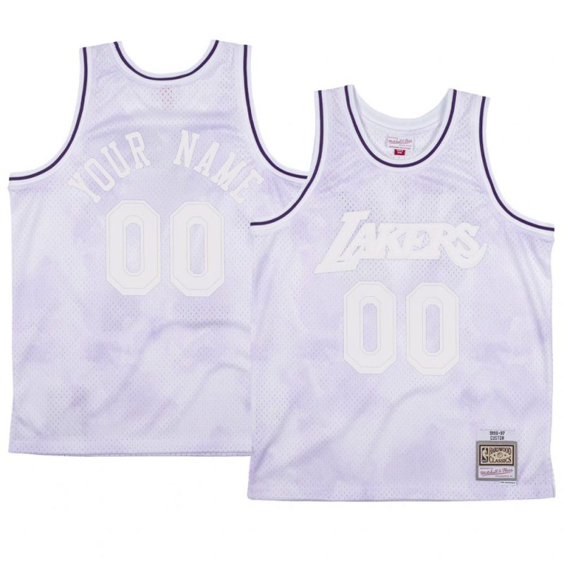 custom lakers jersey hardwood classics white cloudy skies men's 1996 97