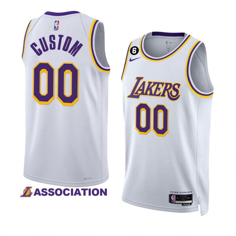 custom lakersjersey 2022 23association edition whiteno.6 patch