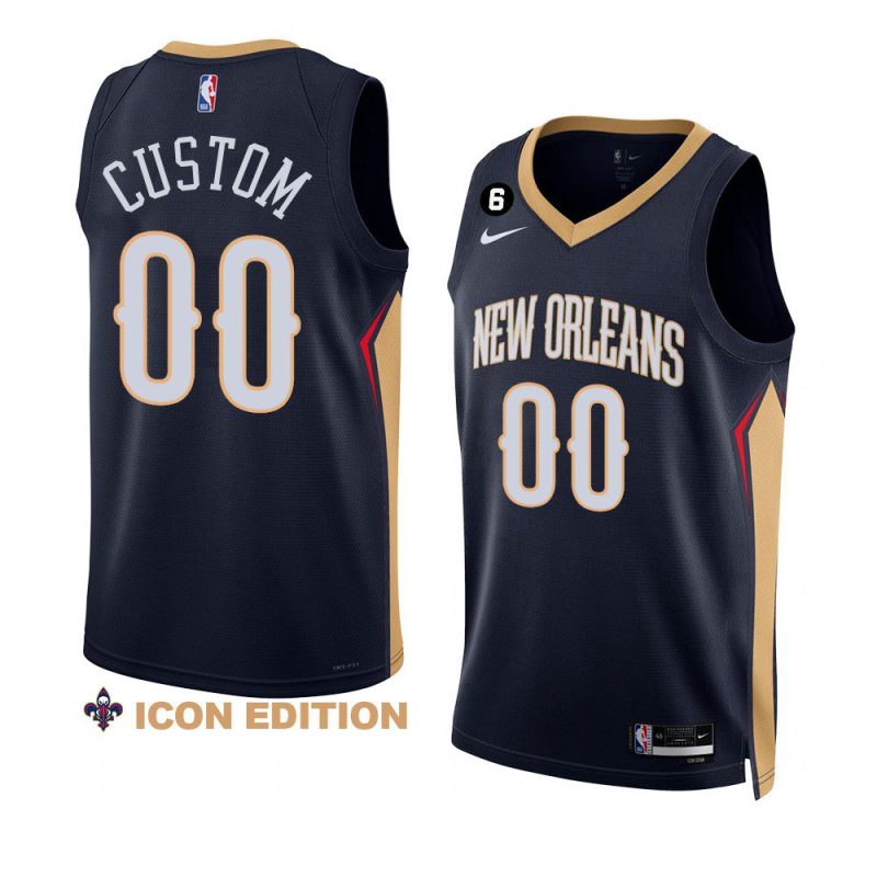 custom pelicansjersey 2022 23icon edition navyno.6 patch