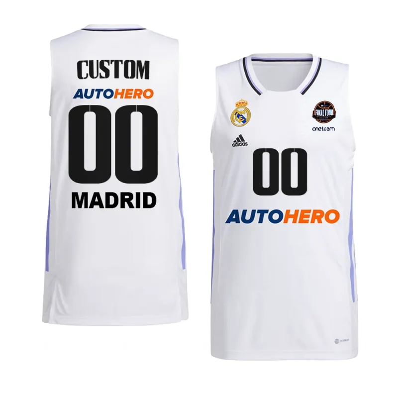 custom real madrid 11th euroleague champions home shirtjersey white