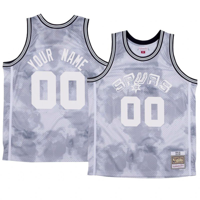 custom spurs jersey hardwood classics white cloudy skies men's 1998 99