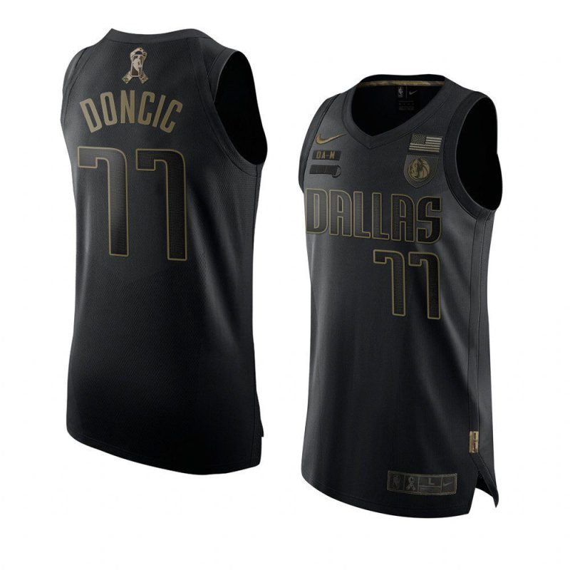 dallas mavericks luka doncic black 2020 salute to service jersey