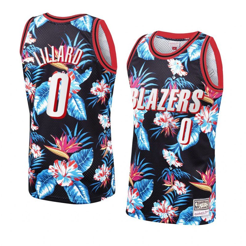 damian lillard black floral fashion jersey