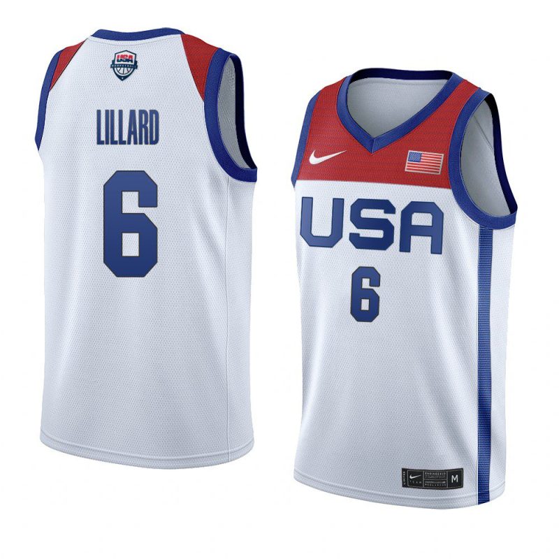 damian lillard home basketball jeysey tokyo olympics white 2021