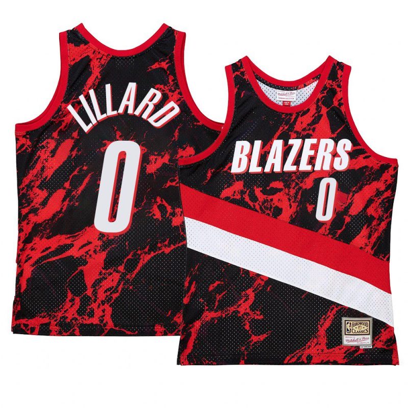 damian lillard jersey marble swingman red hardwood classics