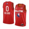 damian lillard portland trail blazers jersey 2020 nba all star game red western conference men's